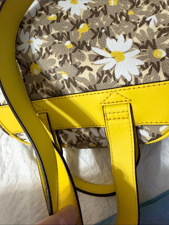 Michael Kors Brown Floral Daisy-Print Backpack with Yellow Trim main image 10